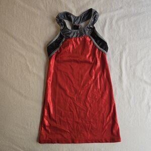 Women's Red Metallic Shelf Bra Tank Top Black Grey Racerback Dance Cheer